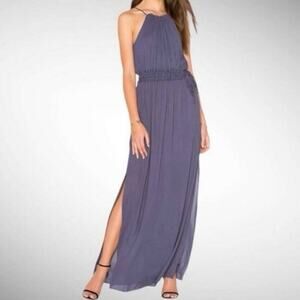 NWT REVOLVE Krisa Halter Maxi Dress Blue Chiffon Slit Women’s Size Small